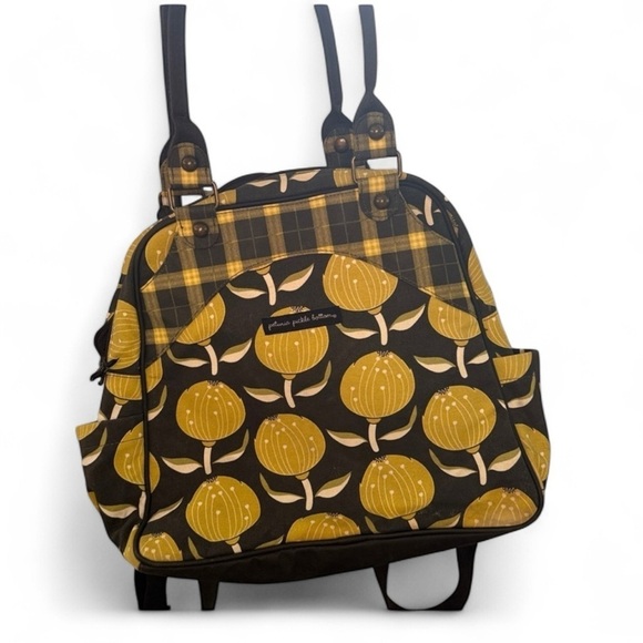 Petunia Pickle Bottom Yellow and Black Floral Bag backpack tote boho storage main image 4